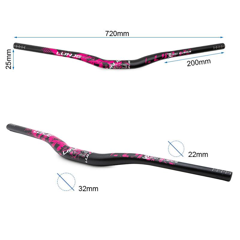 Guidon trottinette 720 mm élévation 25 mm noir et rose, vue 6