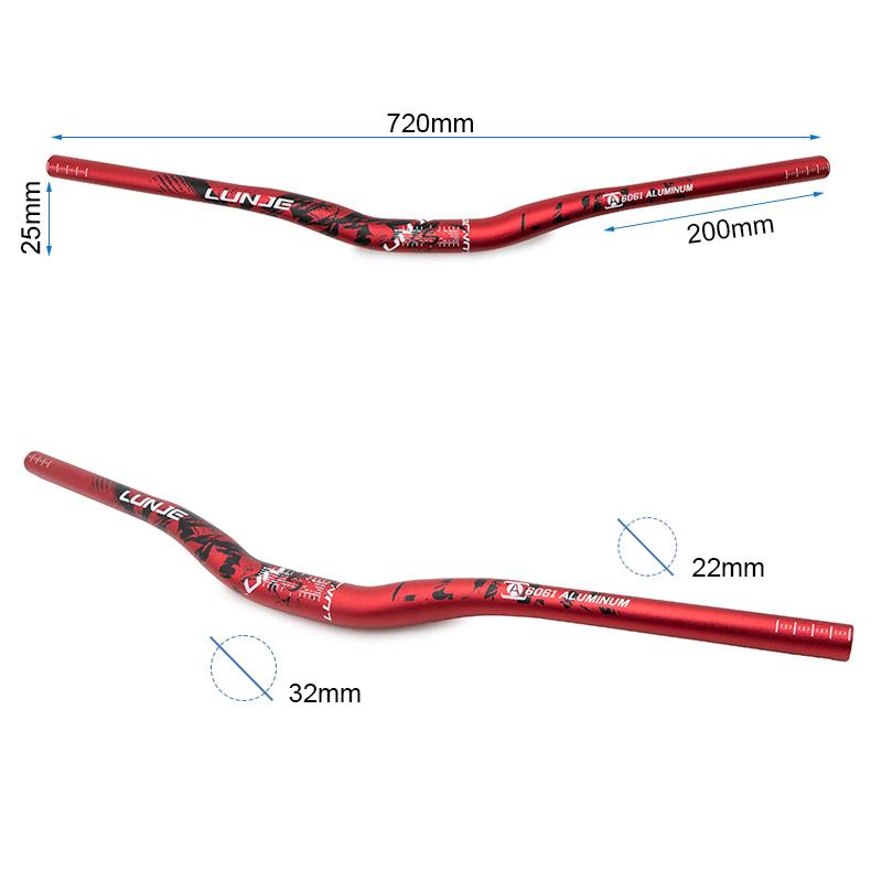 Guidon Lunje 720 mm élévation 25 mm rouge, vue 4